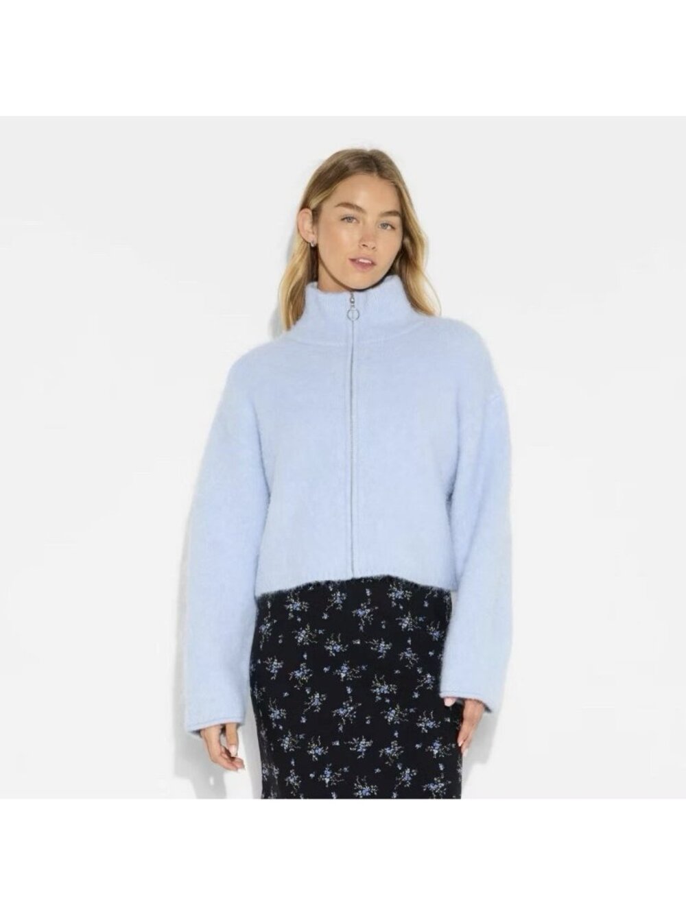 Women Full Zip Mock Turtleneck Cardigan - Wild Fable XL (WL556)